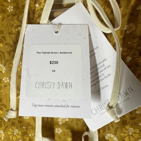 Christy Dawn Tallulah Midi Cottagecore Dress Size XS Goldenrod - Picture 4 of 14